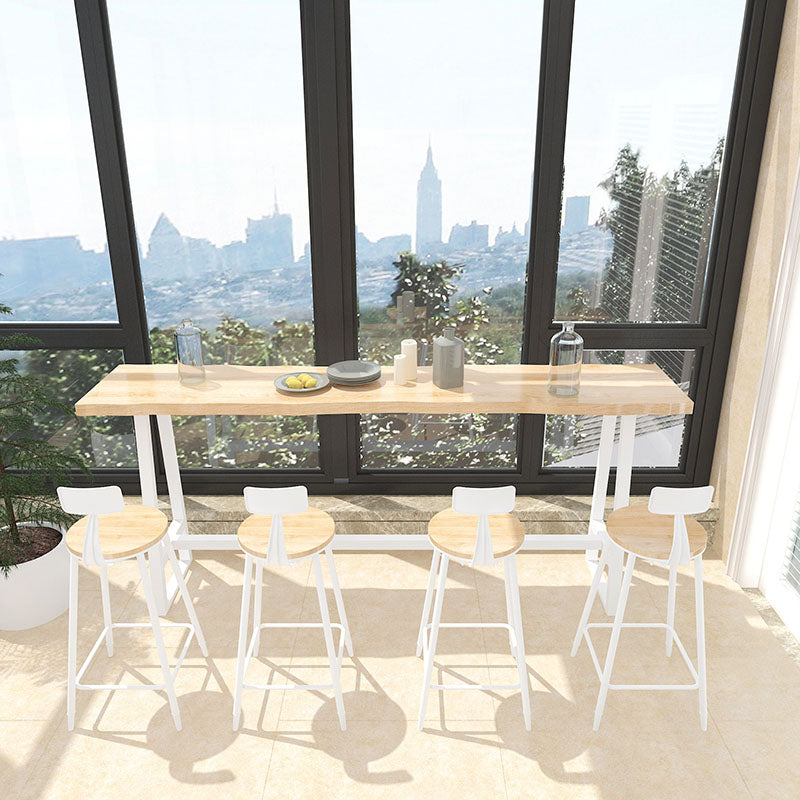 Modern Bar Set 1/2/5 Pieces Rectangle Trestle Wood and Metal Table and Stool Set