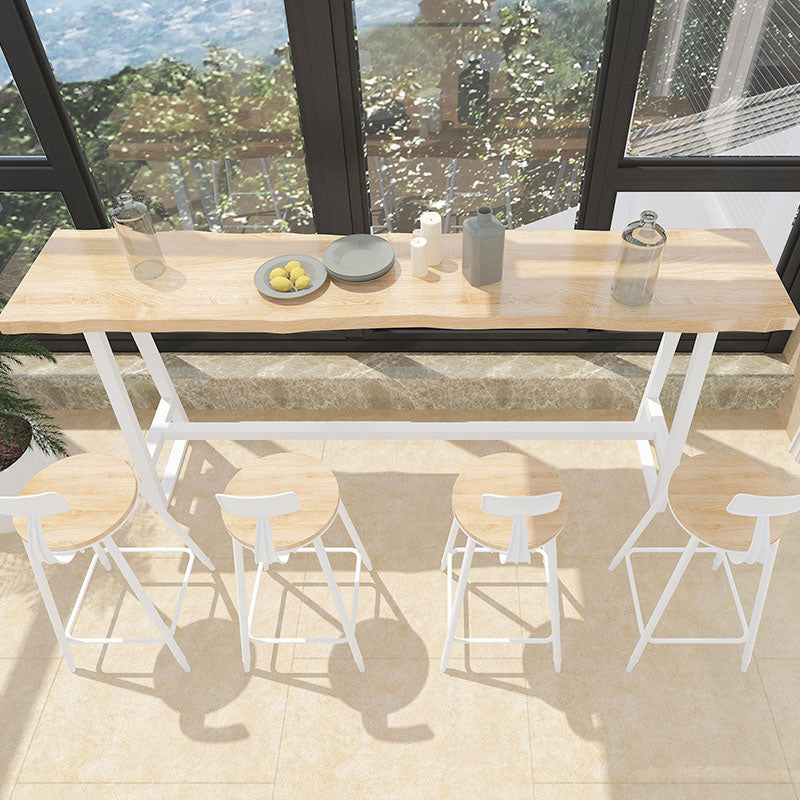 Modern Bar Set 1/2/5 Pieces Rectangle Trestle Wood and Metal Table and Stool Set