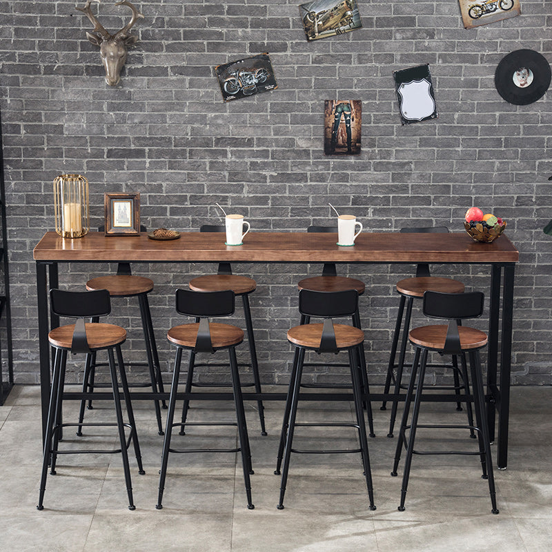 Industrial 1/5/9 Pieces Bar Table Set Rectangle Pine Wood Counter Table for Cafe