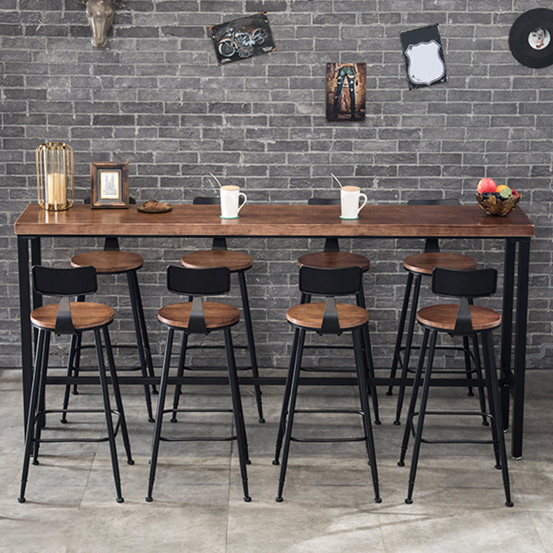 Industrial 1/5/9 Pieces Bar Table Set Rectangle Pine Wood Counter Table for Cafe