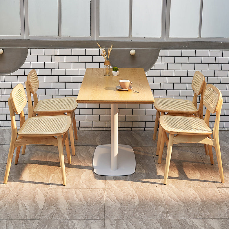 Modern Coffee Shop Dining Table Set 1/4/5 Pieces Solid Wood Dinette Set in Natural