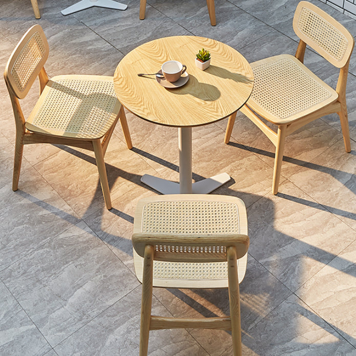 Modern Coffee Shop Dining Table Set 1/4/5 Pieces Solid Wood Dinette Set in Natural