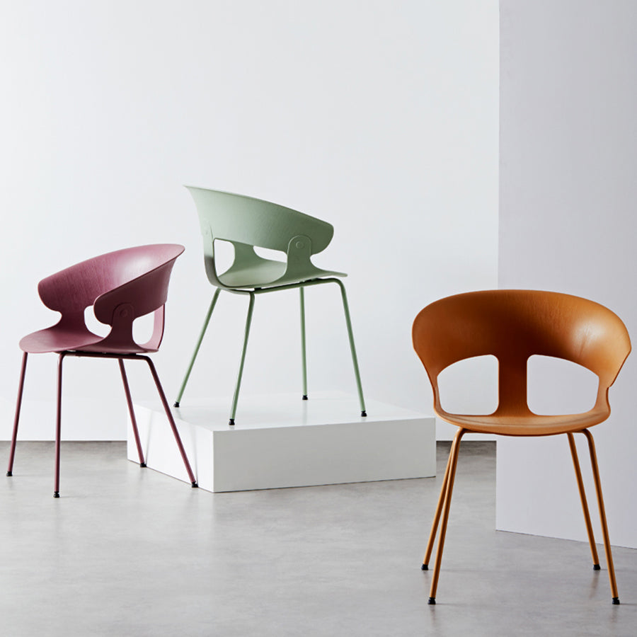 Contemporary Metal Legs Dining Chairs Plastic Open Back Dining Side Chair