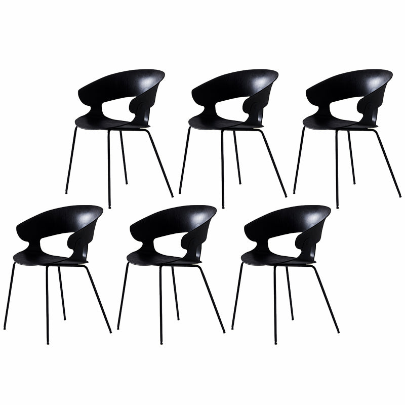 Contemporary Metal Legs Dining Chairs Plastic Open Back Dining Side Chair