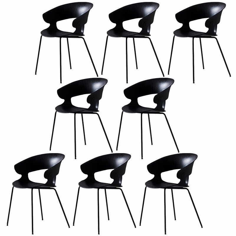 Contemporary Metal Legs Dining Chairs Plastic Open Back Dining Side Chair