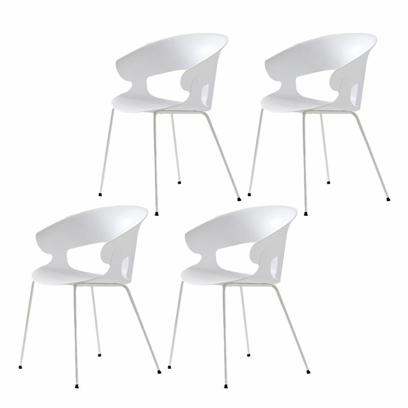 Contemporary Metal Legs Dining Chairs Plastic Open Back Dining Side Chair