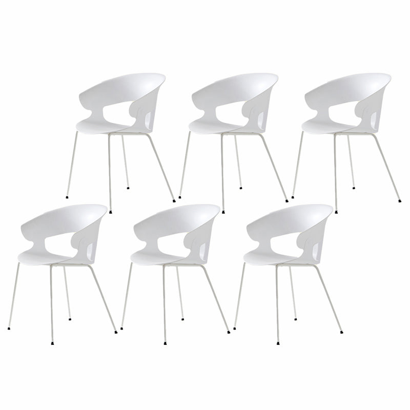 Contemporary Metal Legs Dining Chairs Plastic Open Back Dining Side Chair