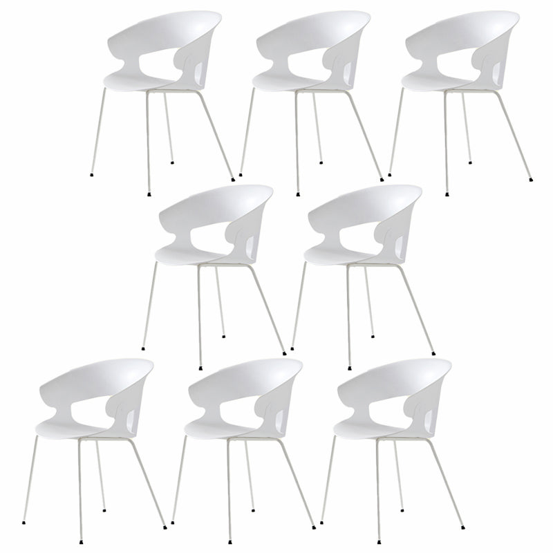 Contemporary Metal Legs Dining Chairs Plastic Open Back Dining Side Chair