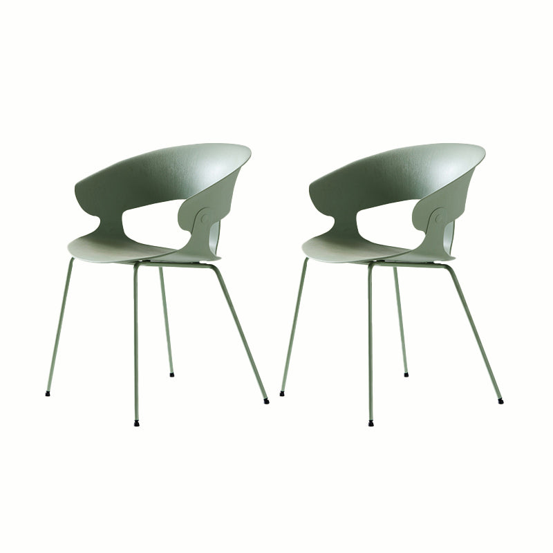 Contemporary Metal Legs Dining Chairs Plastic Open Back Dining Side Chair