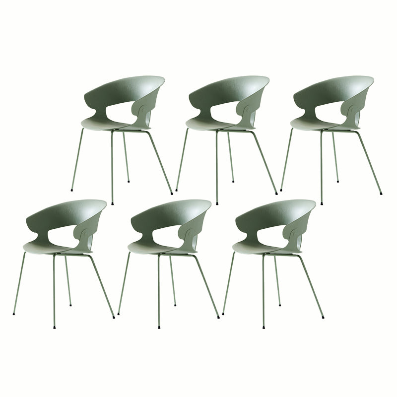Contemporary Metal Legs Dining Chairs Plastic Open Back Dining Side Chair