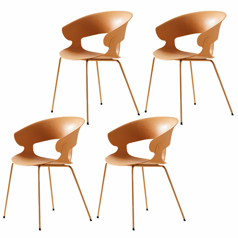 Contemporary Metal Legs Dining Chairs Plastic Open Back Dining Side Chair