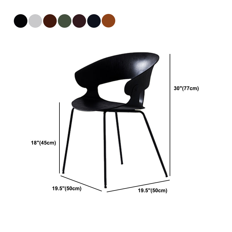 Contemporary Metal Legs Dining Chairs Plastic Open Back Dining Side Chair