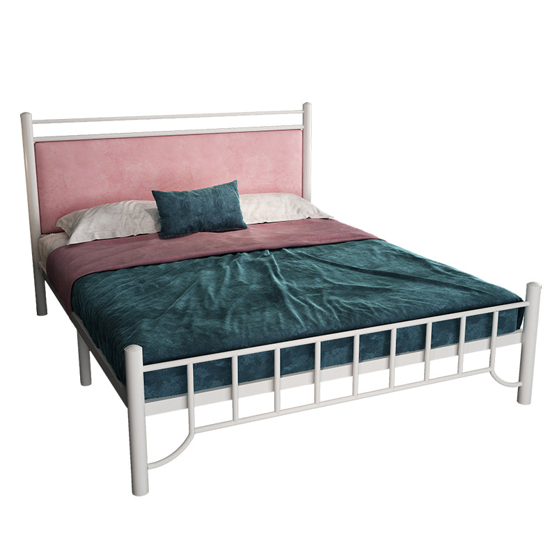 Glam Upholstered Headboard Bed with Metal Legs Open-Frame Bed