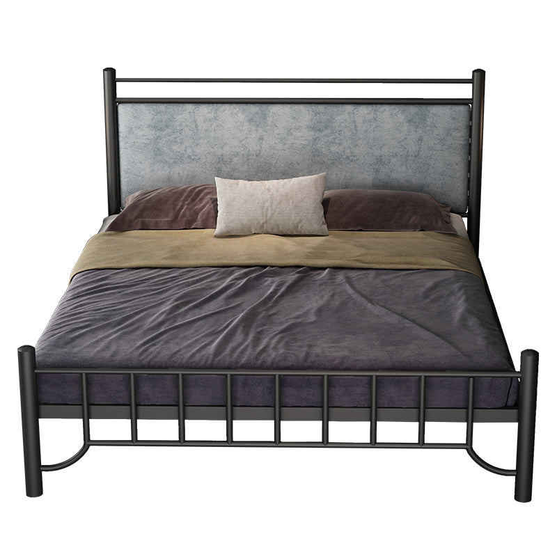 Glam Upholstered Headboard Bed with Metal Legs Open-Frame Bed