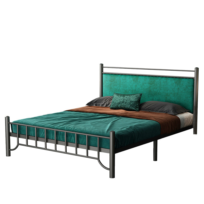 Glam Upholstered Headboard Bed with Metal Legs Open-Frame Bed