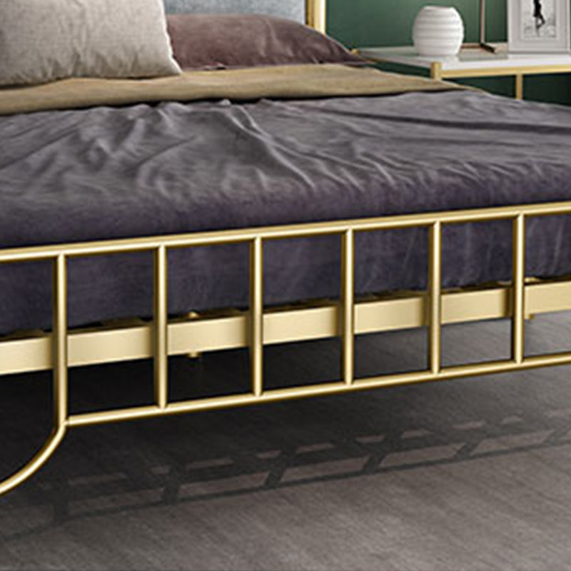 Glam Upholstered Headboard Bed with Metal Legs Open-Frame Bed