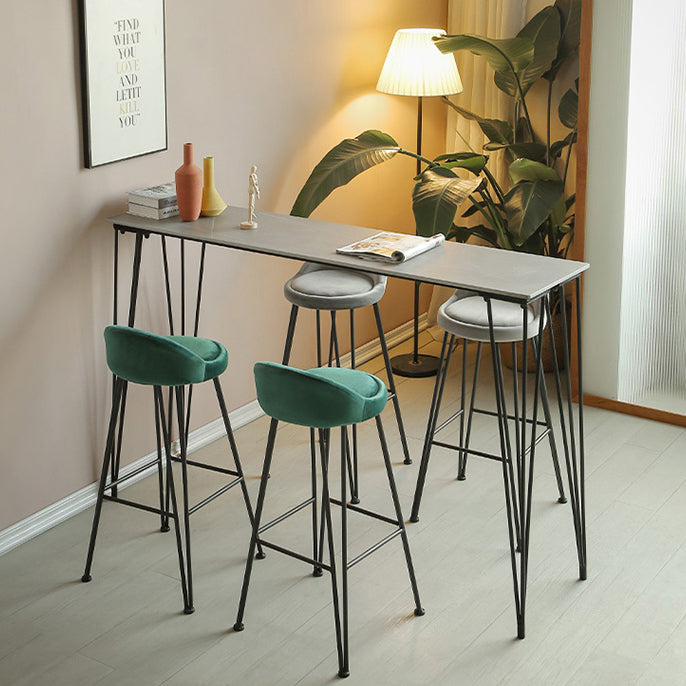 Rectangle Bar Table Industrial Stone Bar Wine Table with 4 Legs