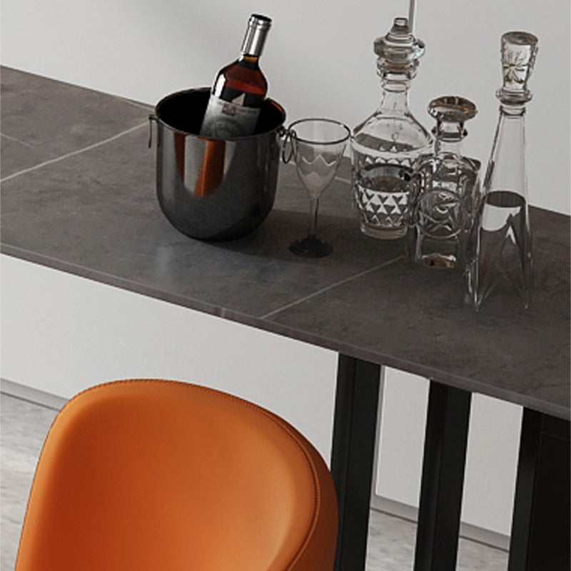 Modem Rectangle Stone Bar Table Double Pedestal Bistro Bar Desk
