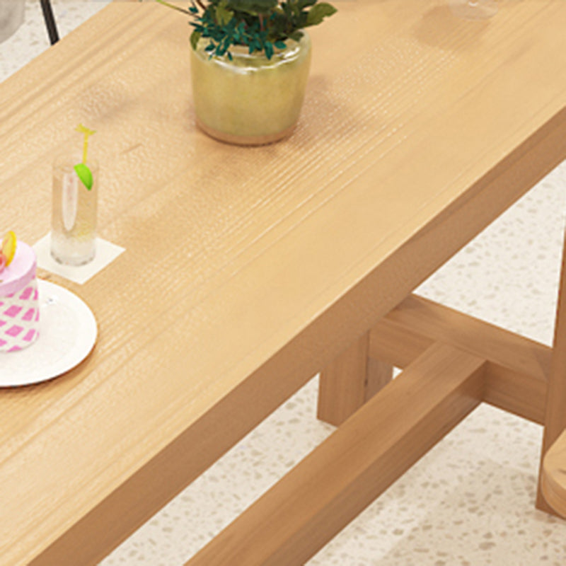 Contemporary Rectangle Bar Table Solid Wood Bistro Bar Desk with Trestle Base