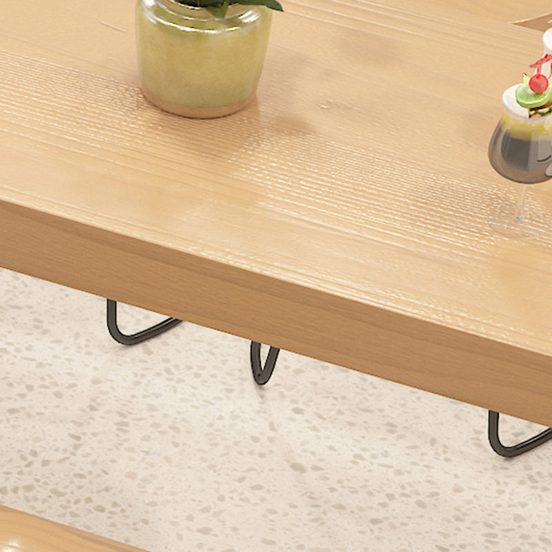 Contemporary Rectangle Bar Table Solid Wood Bistro Bar Desk with Trestle Base