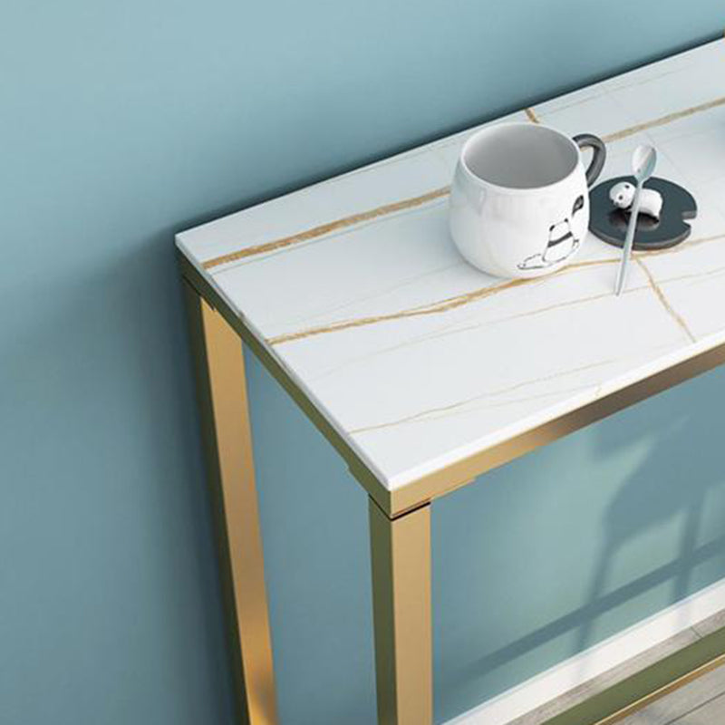 Stone Rectangle Bar Dining Table Modern Bar Table with Trestle Base