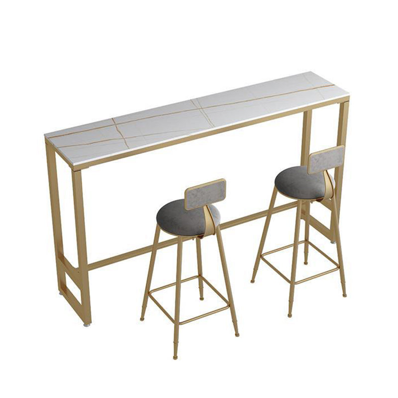 Stone Rectangle Bar Dining Table Modern Bar Table with Trestle Base