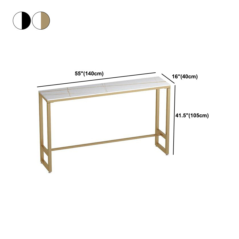 Stone Rectangle Bar Dining Table Modern Bar Table with Trestle Base