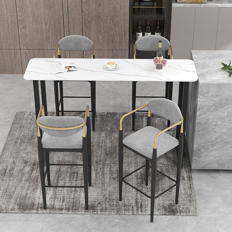 Traditional Luxury Stone Bar Table Rectangle Bar Dining Table with Sled Base