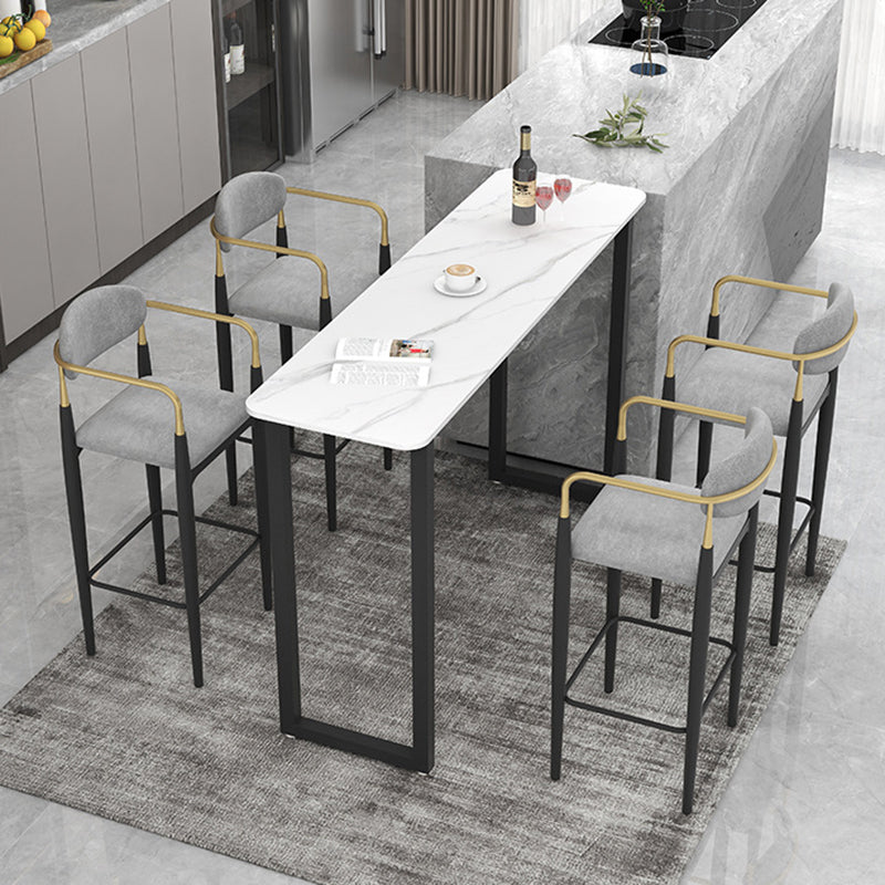 Traditional Luxury Stone Bar Table Rectangle Bar Dining Table with Sled Base