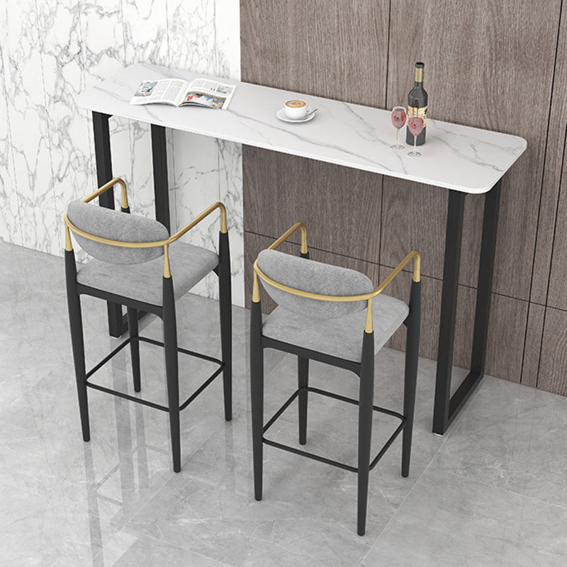 Traditional Luxury Stone Bar Table Rectangle Bar Dining Table with Sled Base