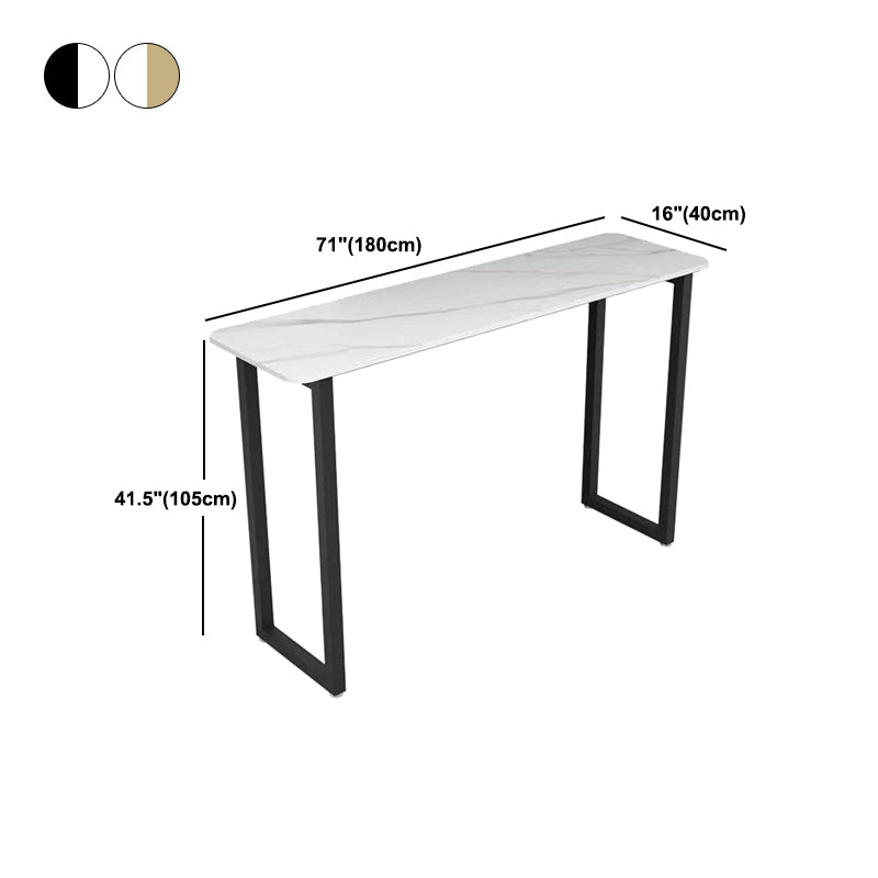 Traditional Luxury Stone Bar Table Rectangle Bar Dining Table with Sled Base