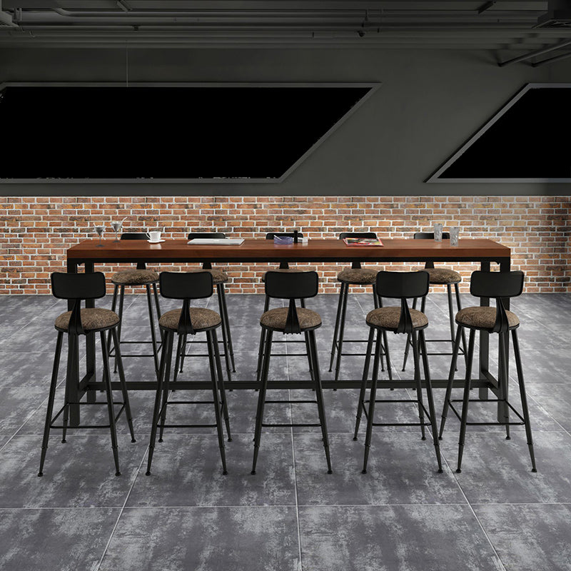 Industrial Rectangle Bar Table Solid Wood Bar Dining Table with Trestle Base