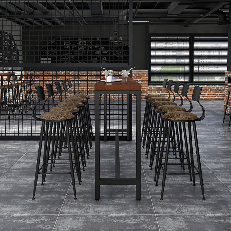 Industrial Rectangle Bar Table Solid Wood Bar Dining Table with Trestle Base