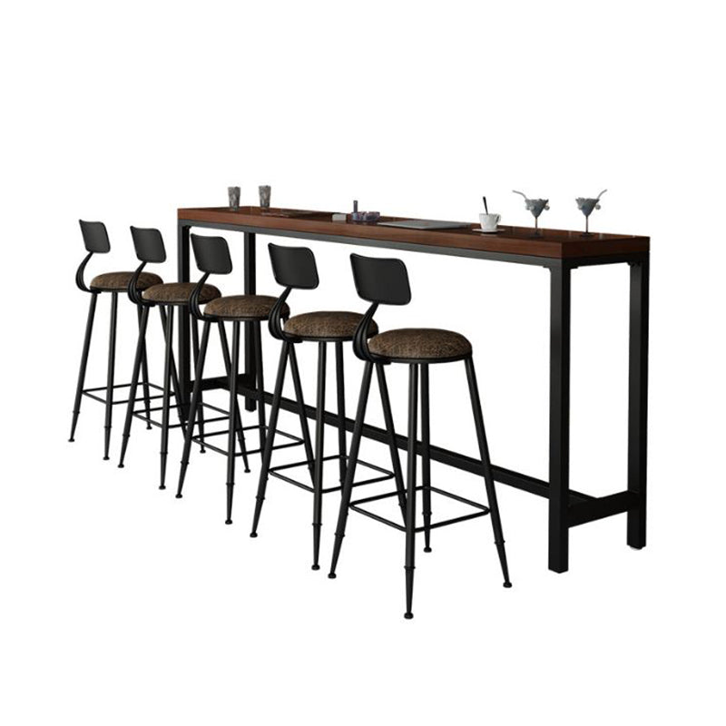 Industrial Rectangle Bar Table Solid Wood Bar Dining Table with Trestle Base