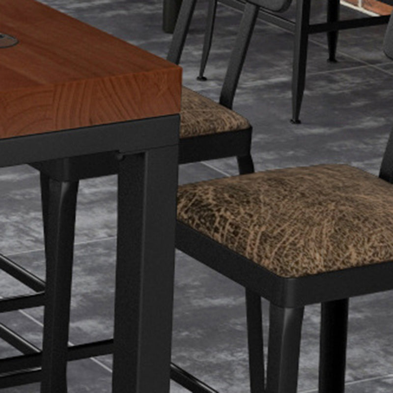 Industrial Rectangle Bar Table Solid Wood Bar Dining Table with Trestle Base