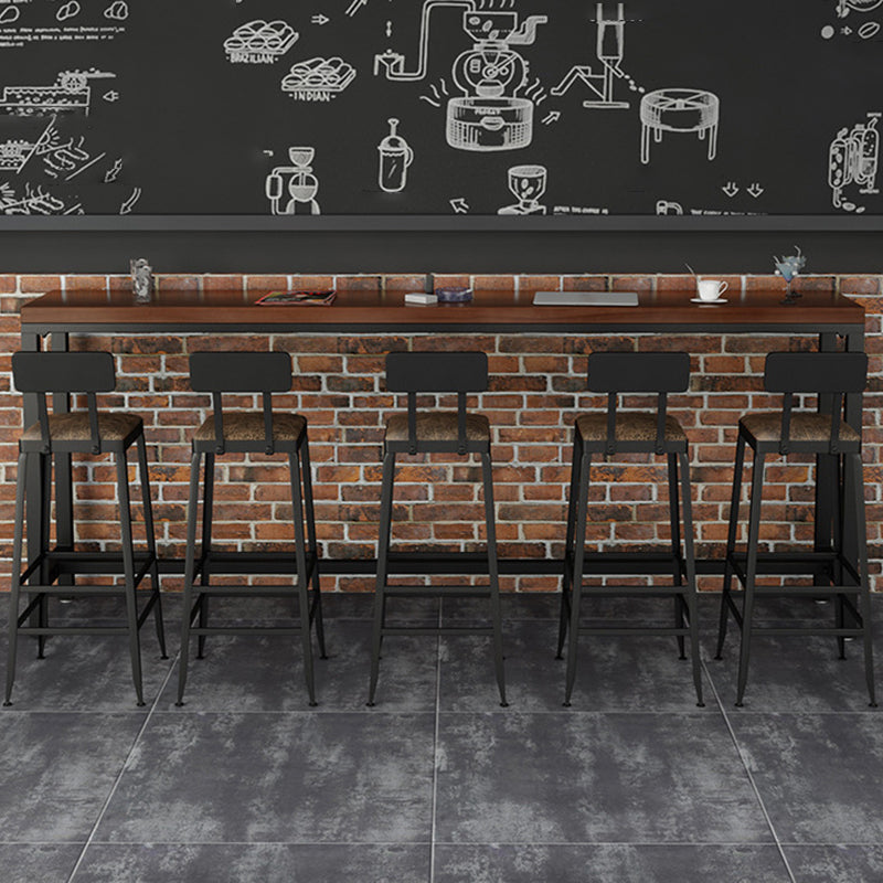 Industrial Rectangle Bar Table Solid Wood Bar Dining Table with Trestle Base