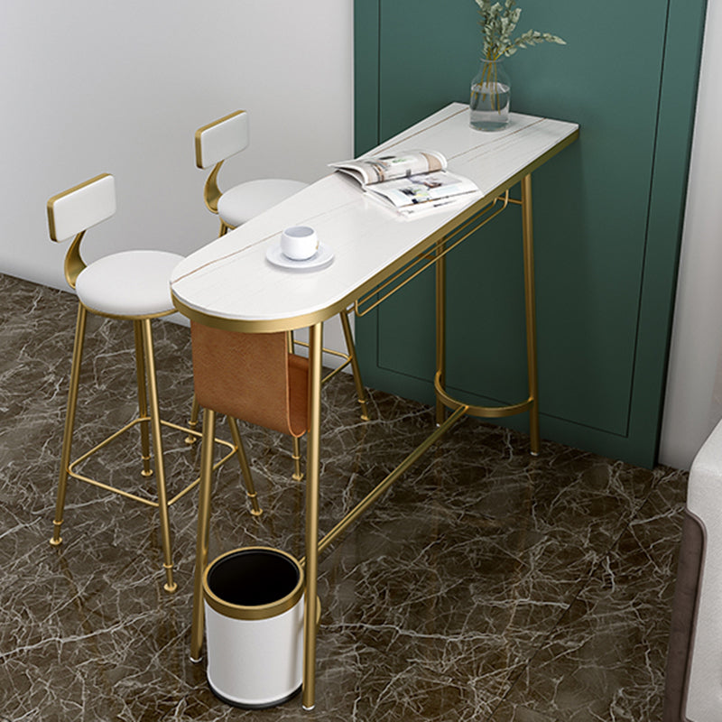 Traditional Luxury Stone Bar Table Bistro Bar Desk with Trestle Base