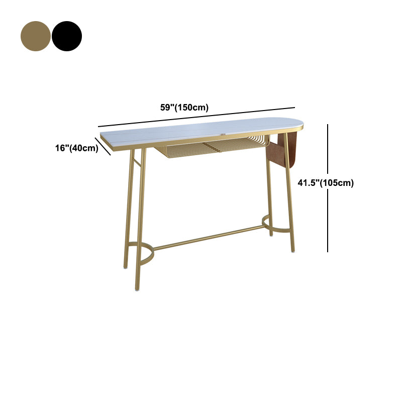 Traditional Luxury Stone Bar Table Bistro Bar Desk with Trestle Base