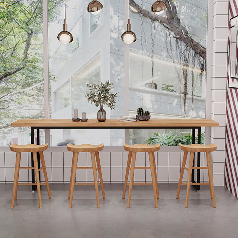 Industrial Rectangle Bar Table Solid Wood Bar Table with Metal Base