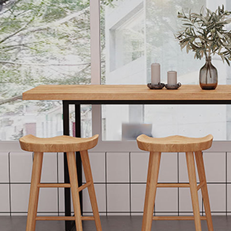 Industrial Rectangle Bar Table Solid Wood Bar Table with Metal Base