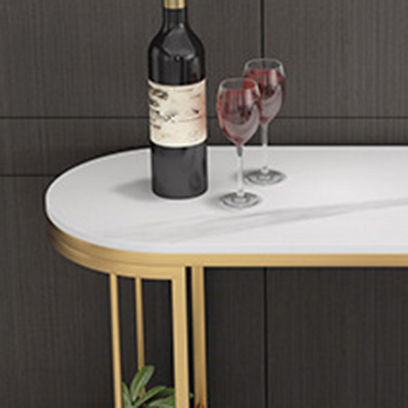 Traditional Luxury Stone Bar Dining Table Oval Bar Table with Double Pedestal