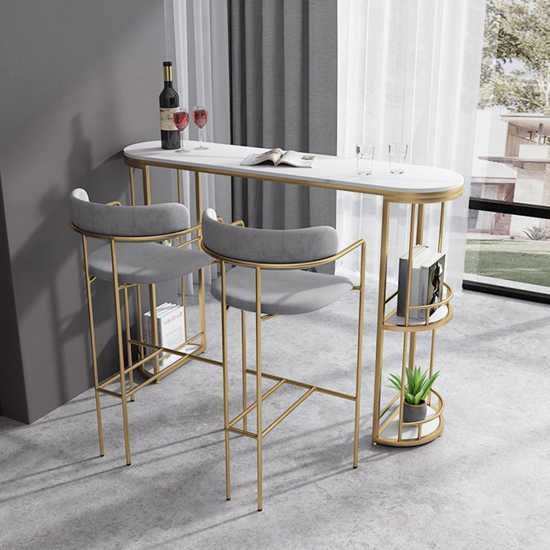 Traditional Luxury Stone Bar Dining Table Oval Bar Table with Double Pedestal