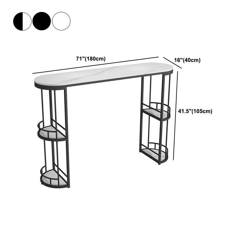 Traditional Luxury Stone Bar Dining Table Oval Bar Table with Double P