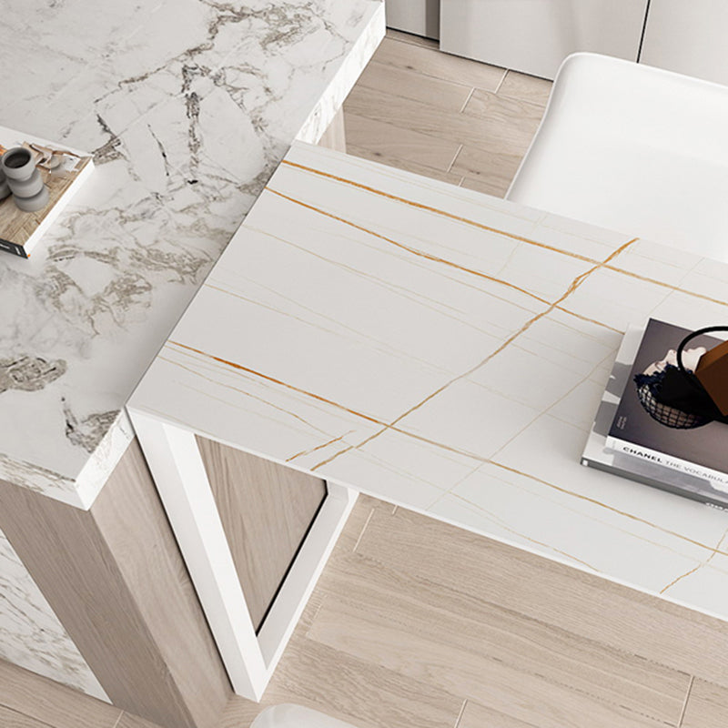 Contemporary Bar Table Stone Bar Desk with Double Pedestal for Home