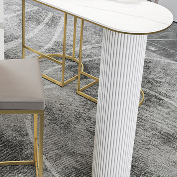Traditional Luxury Bar Table Stone Irregular Shape Bar Table with Double Pedestal