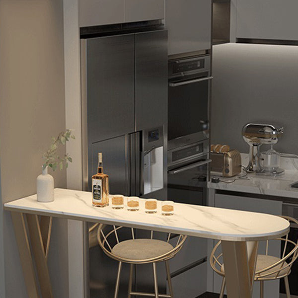 Stone Top Pub Table Traditional Luxury Bar Table with Double Pedestal