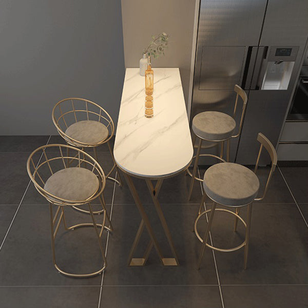 Stone Top Pub Table Traditional Luxury Bar Table with Double Pedestal