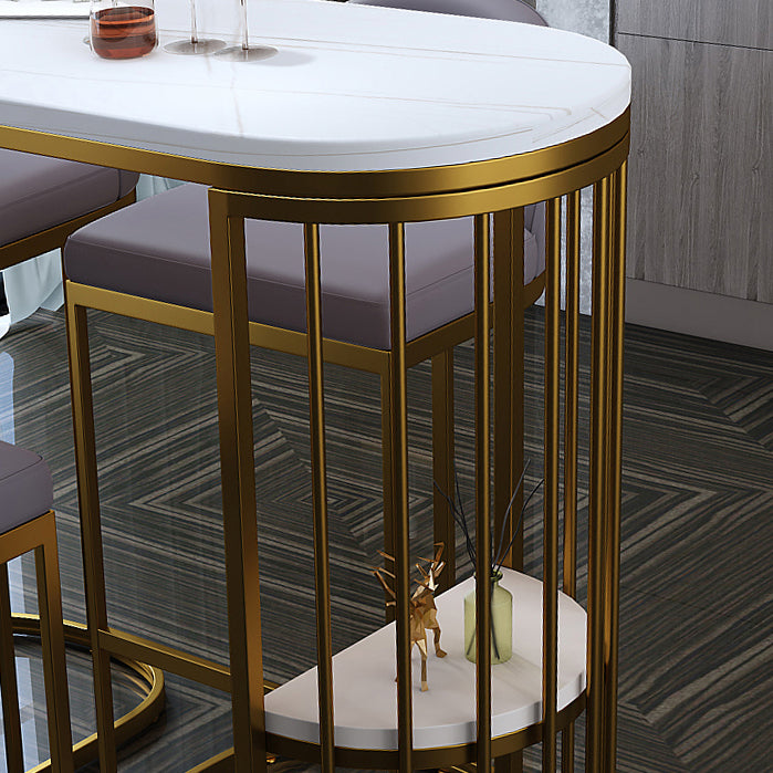 Stone Top Irregular Bar Table Traditional Luxury Bistro Table with Double Pedestal