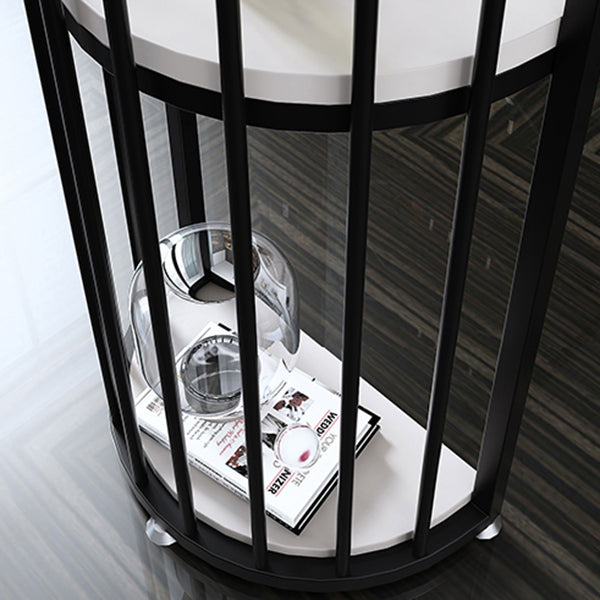 Stone Top Irregular Bar Table Traditional Luxury Bistro Table with Double Pedestal