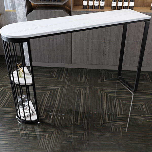 Stone Top Irregular Bar Table Traditional Luxury Bistro Table with Double Pedestal